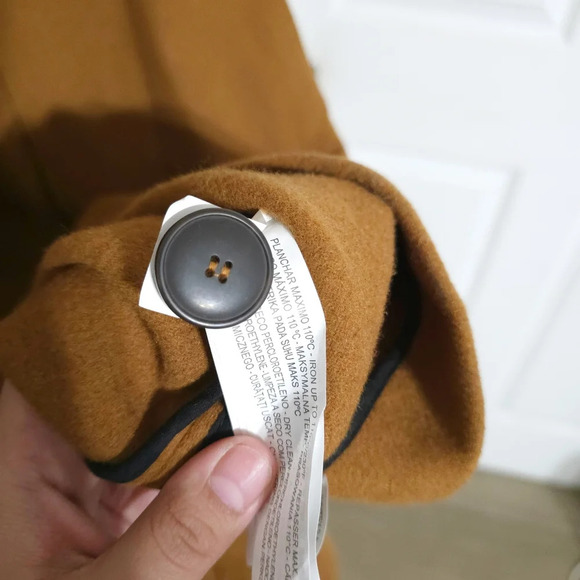 ZARA Trafaluc Sleevesless Wool Blend Double Breasted Long Coat, Tobacco Brown, S - Picture 6 of 13